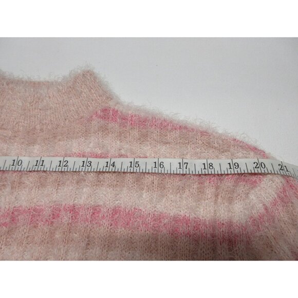 Candie's cozy and soft  pink striped fuzzy mock neck sweater - Picture 11 of 12